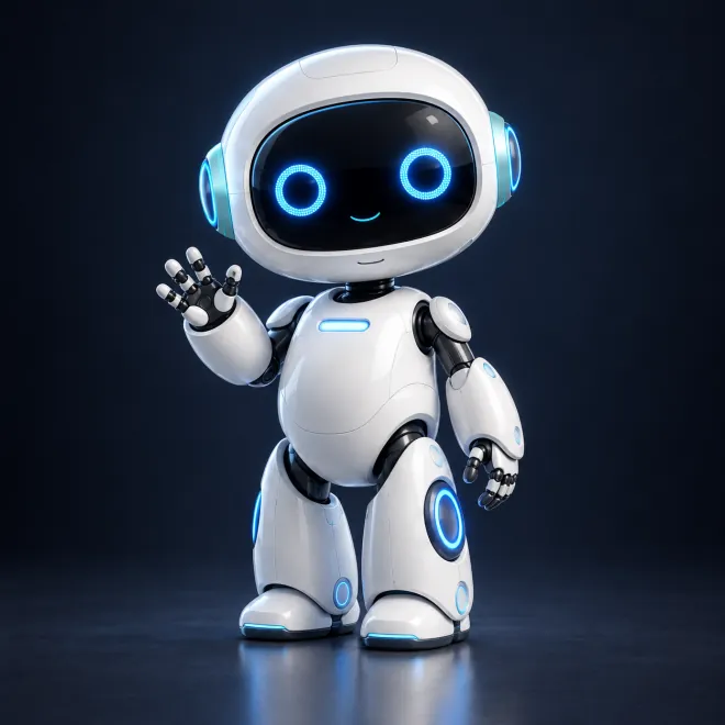 Friendly white robot representing AI Agent 2940